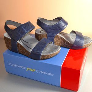 Navy 7 Abeo Wedge Uphold" Sandals w/ Met Pads